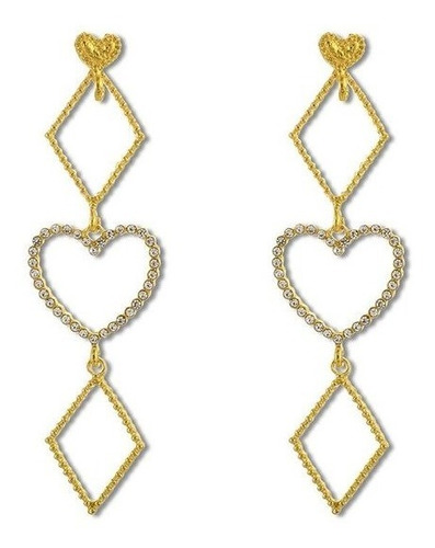  Aretes Largos De  Corazon 