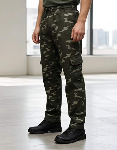 Calça Masculina Brim Camuflada Sarja Cargo 5 Bolsos Cordão | MercadoLivre