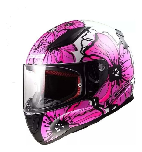 Casco Mujer Integral Rapid Graphic Ff353 Rosa Moteros