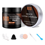 Niub Bálsamo Recolorante De Cuero, 8 Oz, Negro Con Kit De Re