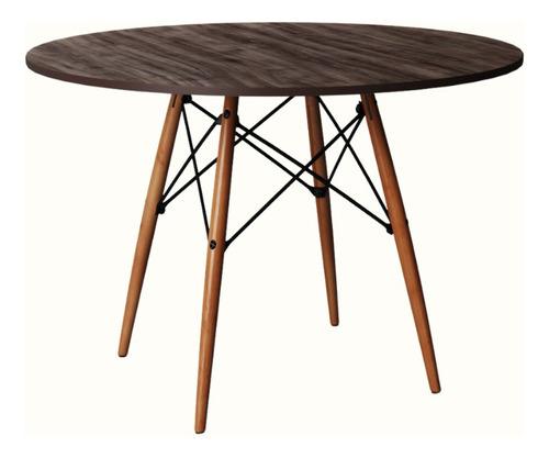 Mesa De Jantar Eames Wood - Redonda - Tampo Madeira 110 Cm