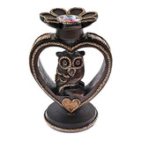 Aeravida Sweet Heart Owl Rain Tree Candelabro De Madera