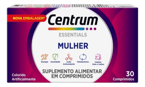 Centrum Essentials Mulher 30 Comprimidos Suplemento Vitamina Sabor Sem