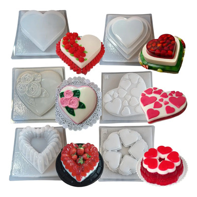 Kit De 6 Moldes Para Gelatina Forma De Diferentes Corazones Blanco