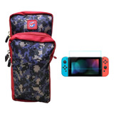 Maleta Protector Riñonera Camuflada + Vidrio Nintendo Switch