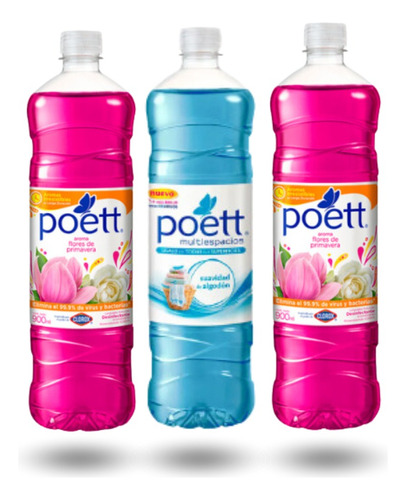 Pack Desinfectante 3 Poett 900ml  Fragancias Mezcladas 