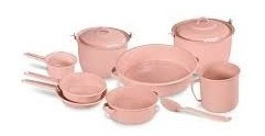 Ollas Bateria Cocina Completamente Rosa De 11 Piezas Peltre 