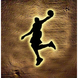 Cuadro Michael Jordan 2 Madera Con Luz Led Calida 80x50 Cmts
