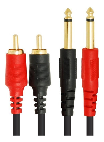 Extension 2 Plug Mono 6.3 Mm A 2 Plug Rca Dorado Ca-1622g