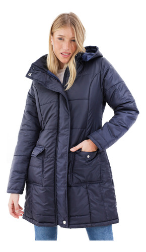 Campera Impermeable Larga Rompeviento Mujer Capucha Lleruc