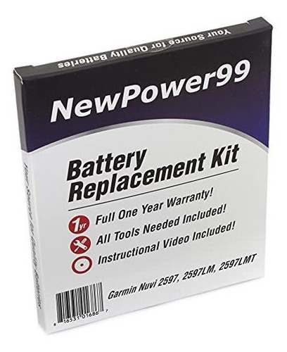 Kit De Batería De Repuesto Para Garmin Nuvi 2597lmt Con Inst