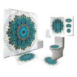 Juego De Baño Cortinas Set 4 - Piezas Alfombras Accesorios 