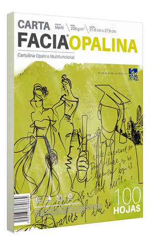 Papel Cartulina Opalina Carta Facia Marfil 100 Hojas 225gr