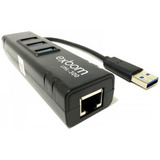 Adaptador Usb Para Rede Lan Gigabit + Hub Usb 3.0 3 Portas