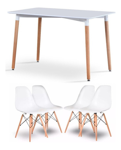 Juego De Comedor Mesa Eames 120x80 + 4 Sillas Eames Baires4