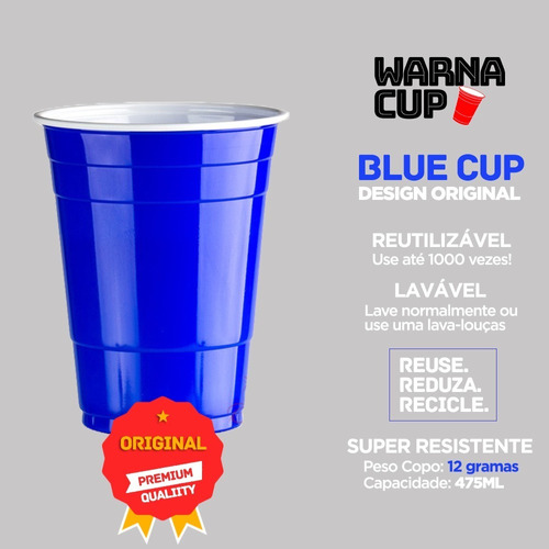 Red Warna Cup - 100 Copos - Vermelho Americano - 475ml