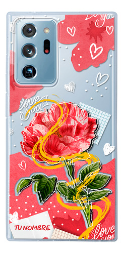 Funda Para Galaxy Para Mujer Corazones Flor Con Tu Nombre