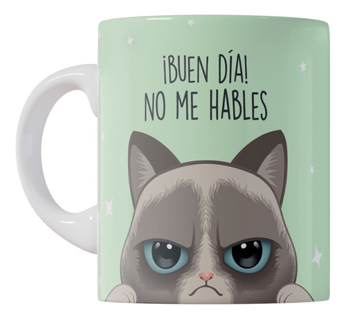 Taza Cerámica Frase Gato No Me Hables En Caja 