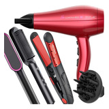 Secador De Cabelo Gama 2200w Pro Salão Rs + Prancha + Escova