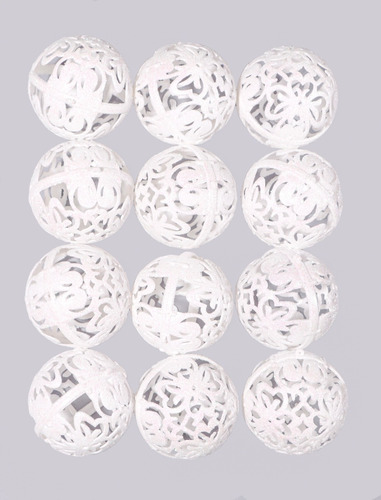 12 Esferas Artesanales Navidad Diamantadas Resistentes 9.5cm