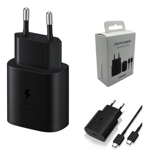 Carregador Samsung 25w Turbo + Cabo Usb-c Galaxy S21 S22 A25