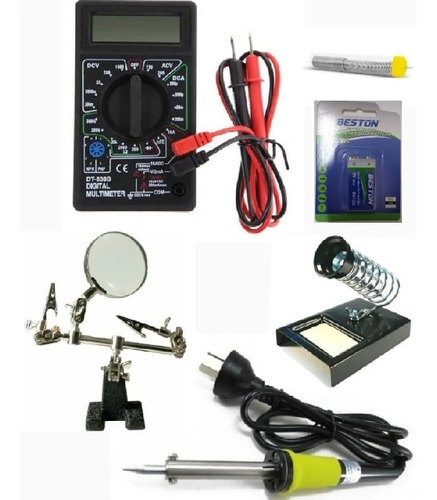 Combo Electrónica Estudiantil 6 Pza Tester 830 Soldador N3