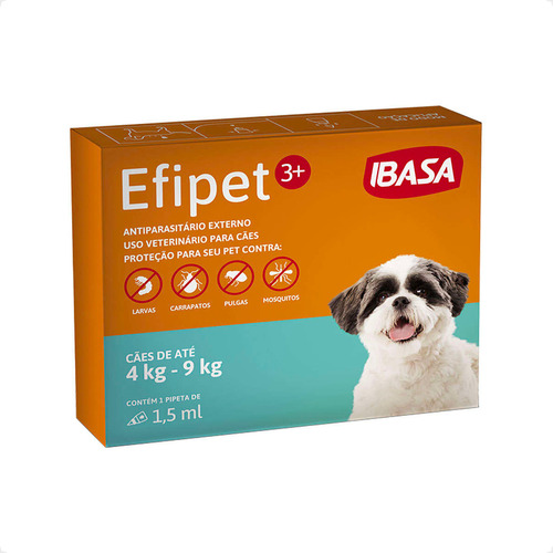 Efipet 3+ Ibasa Antipulgas Para Cães De 4 A 9kg - 1,5ml