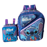 Mochila Lilo & Stitch Aloha Azul 3b G Costas + Lancheira