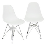 Kit 2 Cadeiras Charles Eames Eiffel Base Metal Cromado