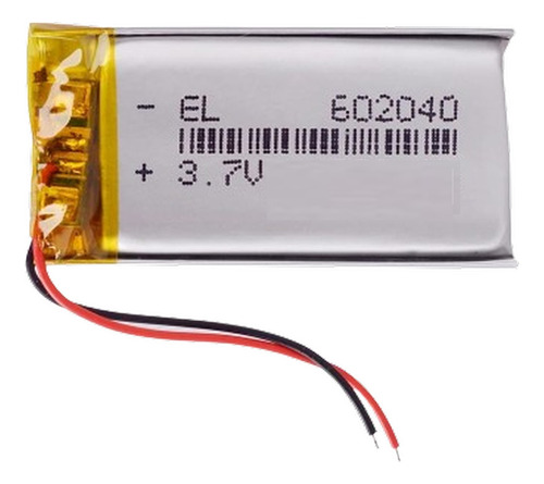 1 Unidade 602040 3,7v 600mah 6mm X 20mm X 40mm 2 Fios