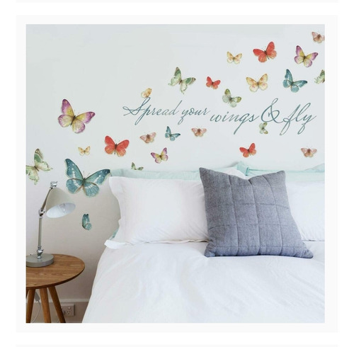 Vinil Decorativo De Mariposas Grandes Con Cita Motivacional