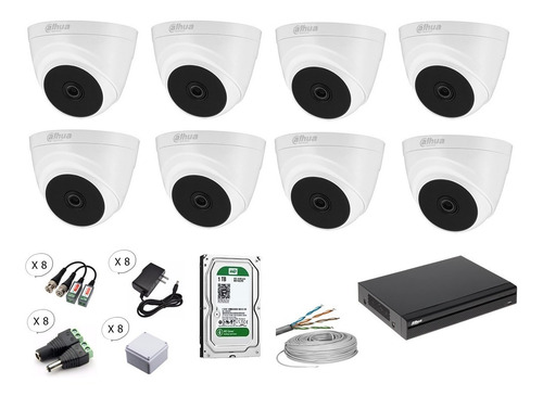 Kit De 8 Cámaras De Seguridad Dahua 1080p Hd + Dvr 8 Canales