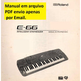 Teclado Roland E-66 E 66 Manual Do Proprietario Em Portugues
