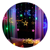 Cortina Luces Led Estrellas Lunas 3 Mts Color 220v Premium