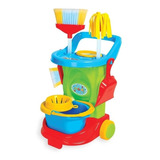 Kit De Limpeza Infantil Cleaning Trolley Verde Mop Maral
