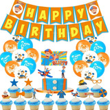 Juego De Globos Blippi De 44 Piezas Feliz Cumpleaños Fiesta