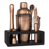 Elite Bartender Kit Soporte De Bambú Negro  Hermoso Ju..