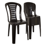 Silla Plástica X 8 Apilable Reforzada Negro Reina Quality Ct