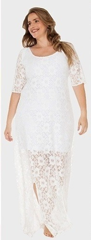 Vestido De  Renda Em Relevo  Plus Size L099