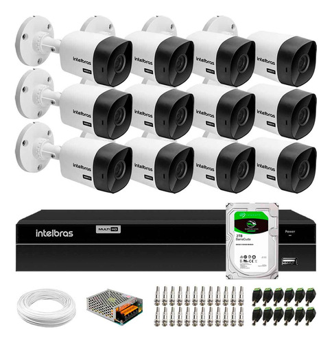 Kit 12 Câmeras Segurança Vhc 1120b 1mp Ip66 Dvr 1216 2tb Bc