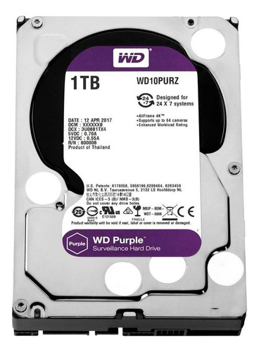 Hd Para Dvr Wd Purple 1tb Surveillance Sata 6gb/s Wd10purz