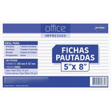 Bloco Ficha Pautada 5x8 100 Fls Papel Offset 150g Anotações