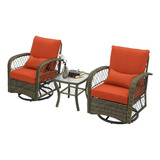 Conjunto Muebles Patio, Sillones Giratorios Rattan Rojo