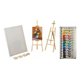 Pack/set De Bastidor, Atril 120cm Y 12 Pinturas