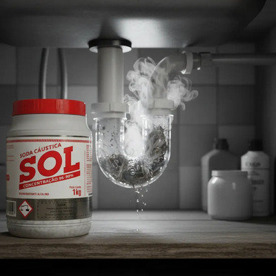 Kit 2 Soda Cáustica E Desentupidor Em Escamas Sol | Parcelamento sem juros