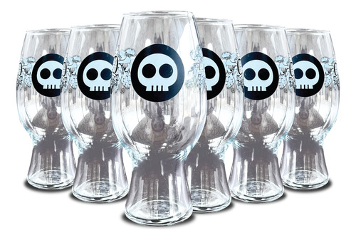 Vaso Cervecero Calavera - Caja Con 6 Vasos