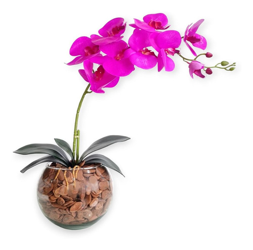 Arranjo Orquídea Artificial Toque Real Silicone 3d + Vaso