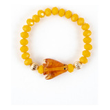 Pulseira Oxum Firma Peixe Amarelo Cristal E Silicone