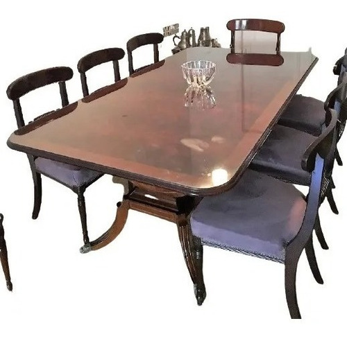 Antiguo Juego De Comedor Mesa 8 Sillas Sillones