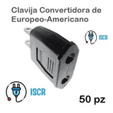 50 Pack Clavija Convertidora Europeo - Americano Cargador